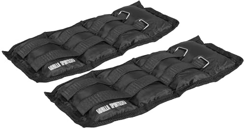GORILLA SPORTS® Ankelvikt - ett par från 1 kg till 10 kg eller komplett set, justerbar handled - viktmanschett, smala band, löst armband, för armar, träning, jogging, promenader, styrketräning,