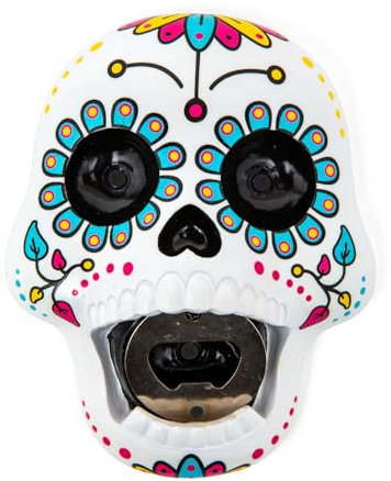 BigMouth Inc. Abrebotellas de calavera de azúcar, divertido montaje en la pared, accesorios divertidos para bar en casa, es una gran idea de regalo, color negro