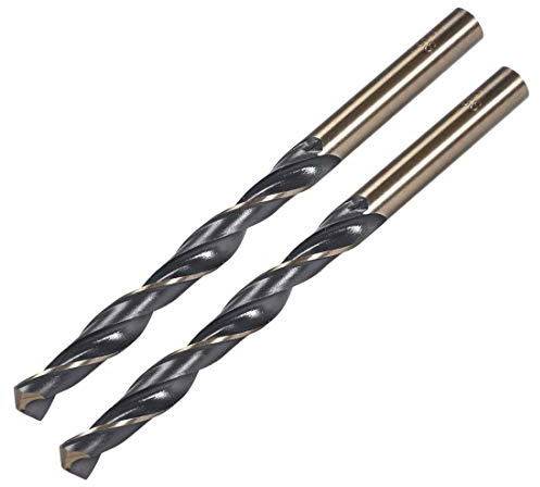 sourcing map 2pcs Straight Shank Twist Drill Bits 8mm Gold Titanium & Black Nitride Coated High Speed Steel (HSS) 4341 with 8mm Shank for Stainless Steel Alloy Metal Plastic Wood