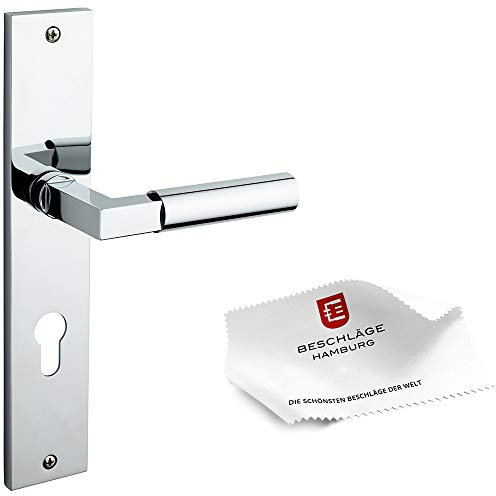 Beschläge Hamburg | Bauhaus Türbeschlag | GRO PRIME 20-04ZAMAK MPC PZ im Design nach Gropius & Meyer | Türgriff, Türklinken, Türdrücker - Innentür Zimmertür | 45 x 245 mm in Chrom poliert