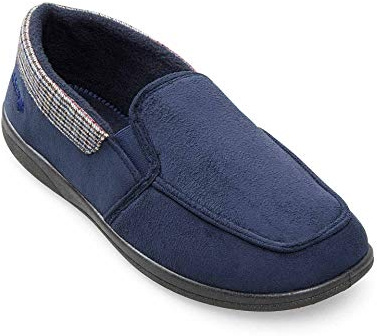 Padders Stan Wide Fitting Mens Memory Foam Closed Back Slippers (11 UK, Navy, numeric_11)