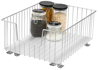 bremermann Schrank-Korbauszug 40 cm Breite mit Einlegeboden, Küchenschublade zum Nachrüsten, Vollauszug Teleskop-Schienen, Schrankauszug ideal für Küche, Bad & Schlafzimmer, aus Metall (Chrom)