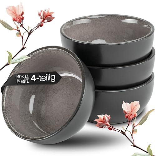 Moritz & Moritz VIDA 4x Miso Bowl Set 12 cm Ø - Vajilla de cerámica japonesa para sopa de miso, salsas y aperitivos