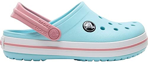 Crocs Kids Crocband Lightweight Slip-On Clogs, Ice Blue/White, 12 Little Kid M