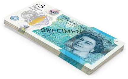 Scratch Cash 100 x £ 5 Sterline Soldi per Giocare – Banconote per Video, Photo Booth, Regali, Scherzi