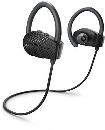 Energy Sistem Sport 1+ - Écouteurs Bluetooth (Bluetooth 5.1, Assistant Vocal, Secure-Fit, Résistants à la Transpiration) Noir