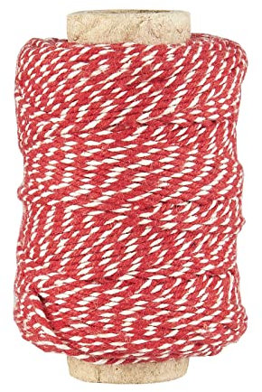 Dekogarn Baumwolle Rot/Weiß Ø 1,1 mm 50 m auf Pappspule Paketschnur Kordel Bindeschnur Garten Basteln Deko