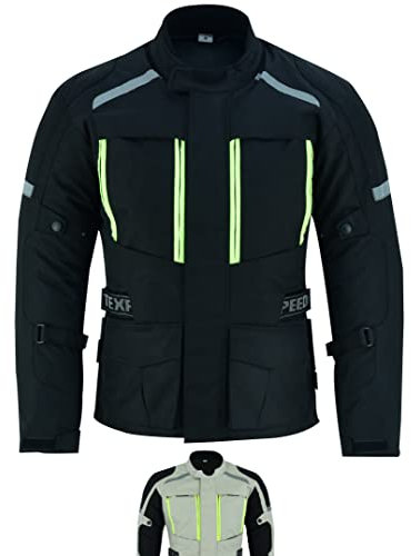 Texpeed Veste moto homme homologué avec armure protection - Hiver/été blouson motard imperméable étanche avec blindé CE (EN 1621-1) Noir - XXL