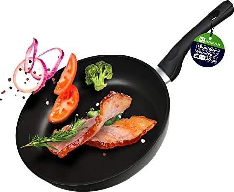 KADAX Poêle à frire avec revêtement antiadhésif, poêle gastronomique enduite, poêle à induction, poêle universelle, rôtissoire pour cuisson sans graisse, poêle avec poignée en plastique (ø 28 cm)