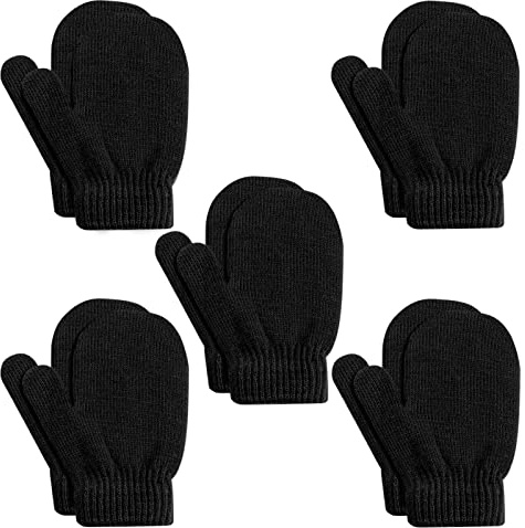 ONESING 5 Pair Toddler Mittens Black Toddler Gloves Warm Baby Mittens Newborn Mittens Infant Mittens Toddler Winter Gloves for Baby Boys Girls