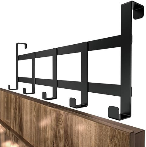 4smile Türgarderobe zum Einhängen - Universelle Türhaken für deutsche Türen, Kleiderhaken Tür - Stabile Türhakenleiste, Haken zum Einhängen als Ordnungshelfer, Fb. Schwarz