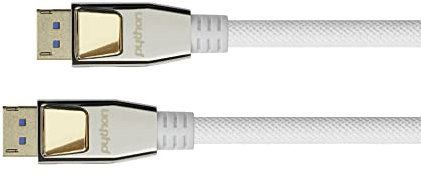 Python Cable DisplayPort 2.0 Premium - 2 m - 54 Gbps, UHBR 13.5-4K @240 Hz / 8 K @60 Hz, conductor de cobre, trenzado de nailon - blanco