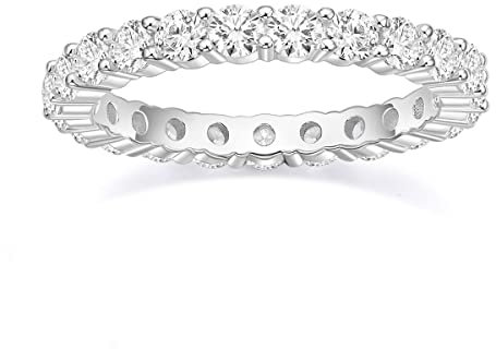 Titaniumcentral 3mm Damen Eternity Ring Silber 925 Zirkonia Volle Ewigkeitsringe Vorsteckring Schmal Verlobungsringe Eheringe Trauringe Memoire Ringe (Silber, 56 (17.8))