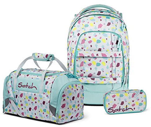 satch Pack Schulrucksack Set 3tlg. mit Sporttasche und Schlamperbox (Dreamy Mosaic), 45 x 30 x 22 cm