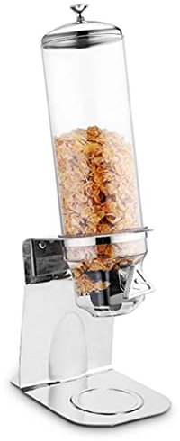 GUINJO Stainless steel Dry Food Dispenser, Self Serve, Refillable, for nuts, candies, cereals and 0.5-3cm grain food,one ounce per twist of the knob,Single Control (Color : Silver, Size : 4L)