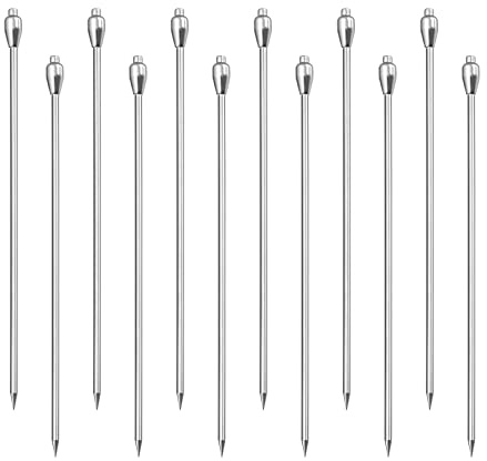 sourcing map Palillos de dientes de cóctel, 12 piezas de acero inoxidable de 4.3 pulgadas de largo, palillos de cóctel de metal reutilizables para bebidas, aperitivos y frutas