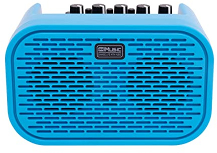 Unique Mini Gitarren-Verstärker, 10 W, kabellos, wiederaufladbar, E-Gitarren-Verstärker mit Verzögerungs-/Verzerrungseffekten, Bluetooth 5.0, tragbarer Übungs-Gitarrenverstärker Blau