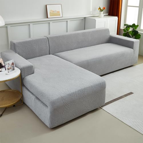 WULTNICEW Sofa Überzug Sofaschoner Sofabezug 1 Sitzer, Sofa Bezug Wasserfest Stretch Sofa Cover Überwurf Universal Couch überzug, Ecksofa für L Form Erfordert Zwei Couchbezug(1SITZER, Hellgrau)