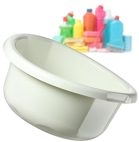 KADAX Round Bowl 11L, Plastic Washing Up Bowl for Kitchen and Bathroom, Large Basin for Washing Dishes, Soaking Laundry and House Cleaning (Cream)