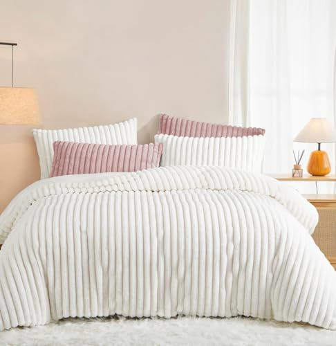 Lanqinglv 2er Set Kissenbezug 40x80cm Plüsch Biber Flanell Flauschig,Weiß | ÖKO-TEX Zertifiziert,für Allergiker,Flauschig Zierkissenbezug Kissenhülle Winter Kopfkissenbezug Set mit Reißverschluss