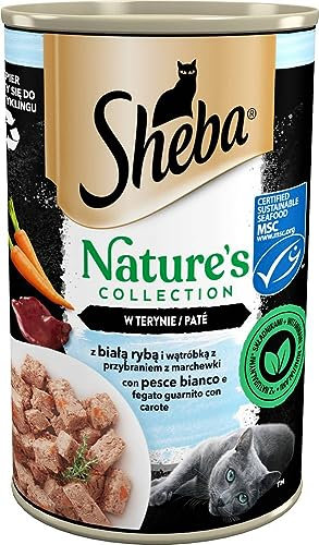 Sheba Katzenfutter Nassfutter Nature's Collection in Pastete mit Weißfisch garniert mit Süsskartoffel und grünen Bohnen Feine Vielfalt 12 Dosen (12 x 400g)