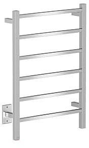 Cubic 6 Bar 21 inch Straight Heated Towel Rack with PTSelect Switch - Brushed Stainless Steel
