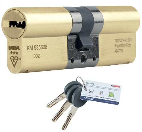 Brass 3 Star Euro Cylinder Anti Snap Bump High Security uPVC Door Barrel TS007:2014 Lock (50 Int / 45 Ext)