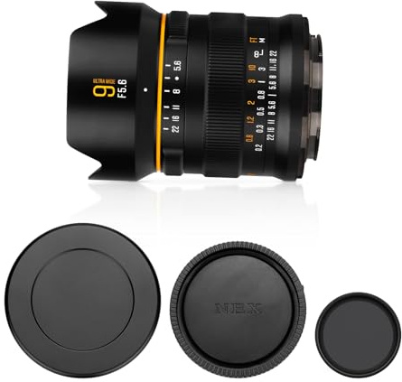 Brightin Star Obiettivo 9 mm F5.6 per Canon RF-S, full frame 132 ° ultra grandangolare messa a fuoco manuale Prime Mirrorless obiettivo per fotocamera EOS R5 R6 R RP R7 R10 R3 R6 Mark II