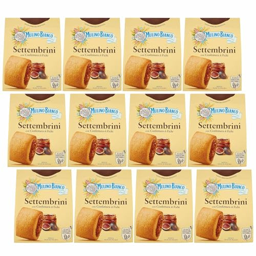 MULINO BIANCO Settembrini -Biscotti italiani di pasta frolla con marmellata di fichi 300g (Settembrini, x12)