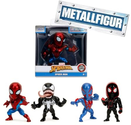 Jada Toys - Marvel Figur aus Metall, Welle 2, Pop-Kultur Sammelfigur, Zufällige Auswahl: Spider-Man Classic, Venom, Miles Morales Unmasked, Spider-Man 2099, 6,5 cm, für Fans und Kinder ab 8 Jahre