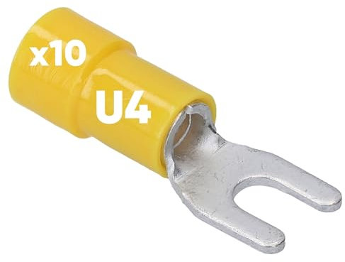 10 Stück Kalitec GKSGU4 Kabelschuhe Gabelkabelschuhe 4-6mm² I gelb teilisoliert I PVC Kragen U4 I zum Verbinden von Kabeln oder Litzen I schützt elektrische Verbindungen I Quetschverbinder