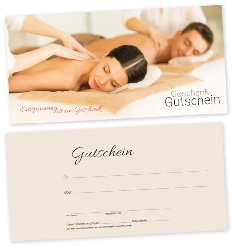 cosmeticPlus 50 Massage – Gutscheinkarten ENTSPANNUNG Gutschein Geschenkgutschein für Massage- und Entspannungsdienstleister