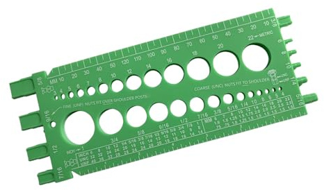 Milageto Calibro per punte da trapano Calibro per viti Strumento pratico Strumento di utilità Strumento multiuso per viti compatto in pollici e metrico di, Verde