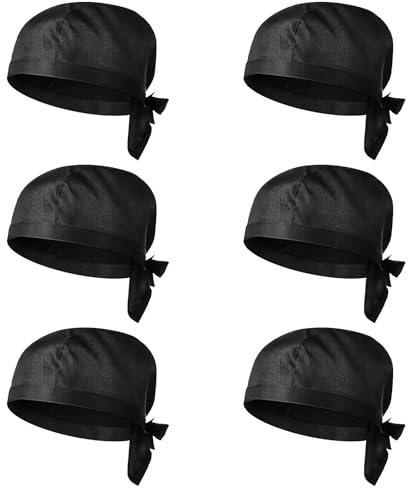 TOKSEO 6 Stück Kochmütze Herren Damen Unisex, Verstellbar und Atmungsaktiv Schwarz Kochmütze für Restaurants, Hotels, Schulen, Haushaltsküchen, Bars
