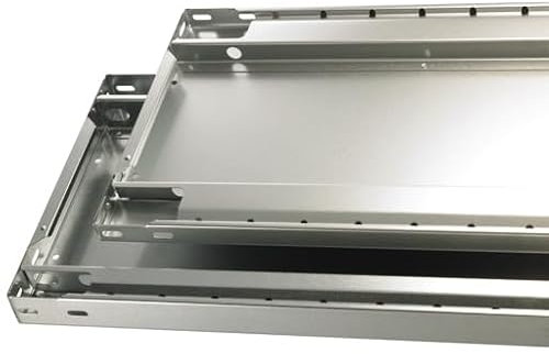 qpool24 Anbauregal, Fachbodenregal Stecksystem MULTIplus250, 3000 x 750 x 500 mm (HxBxT), 7 Fachböden, Kreuzstrebe, RAL 5010 enzianblau/verzinkt/verzinkt