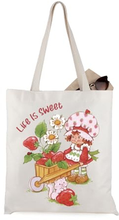 JTOUK Erdbeer-Cartoon-Geschenk, Erdbeer-Mädchen, Geschenk, Life Is Sweet, Tragetasche, 80er-Jahre-Cartoon-Charakter-Geschenk