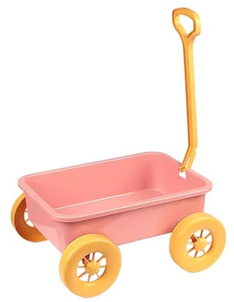 Harilla Pretend Play Wagon Toy, Outdoor Indoor Toy Motor Skills Children Wagon Cart Sand Toy Trolley for Kids Children, Pink