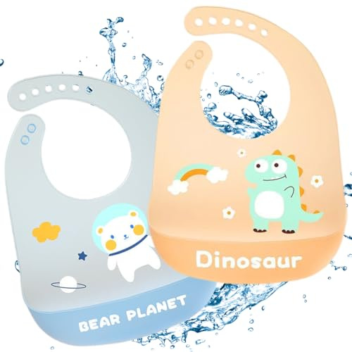 Silikon Baby Lätzchen, Füttern Lätzchen, Baby Lätzchen mit Auffangschale, BPA Frei, Wasserdicht Silikon-lätzchen für Babys und Kleinkinder Jungen und Mädchen