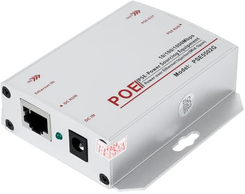 REVODATA Iniettore Industriale Gigabit 30W PoE+, Converte l'ingresso a DC 12-48V in Uscita PoE 48V, IEEE802.3af/at, Iniettore per guida DIN e Montaggio a Parete per Diversi Scenari (PSE5502G)