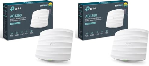 TP-Link EAP225 Dualband WLAN Access Point (Dualband 1350 Mbit/s, 802.3af/at PoE, Omada SDN, zentrales Management, professionelles Mesh WLAN, passend für Wand- und Deckenmontage) weiß (Packung mit 2)