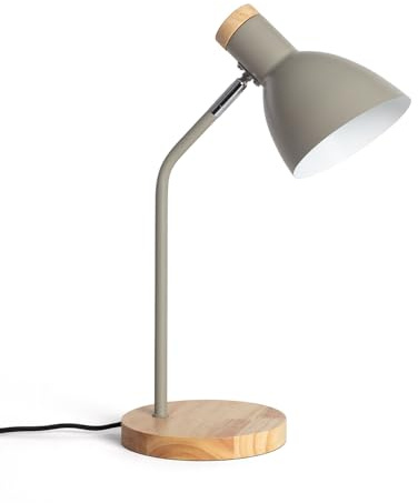 LEDKIA Flexible Schreibtischlampe Aluminium und Holz Luxo Tarngrün
