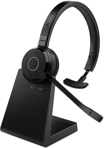 Jabra Evolve 65 TE (terza edizione) Cuffie senza fili con supporto di ricarica – Microfono a cancellazione del rumore, autonomia di 16 ore, doppia connettività, certificato MS Teams, supporta altre