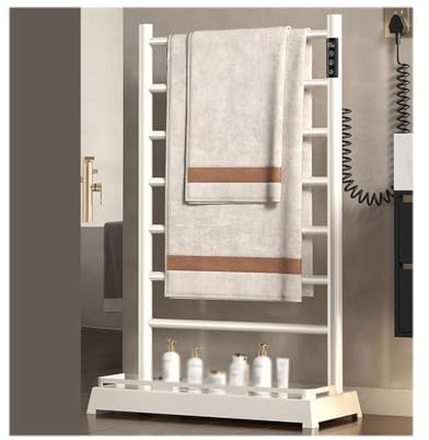 WRJAHCG Scaldasalviette Elettrico Bagno da Terra,Termoarredo Elettrico Bagno con Temporizzatori E Termostati,Alluminio Portasciugamani Elettrico,1-24 H,Bianca,Plug in Right