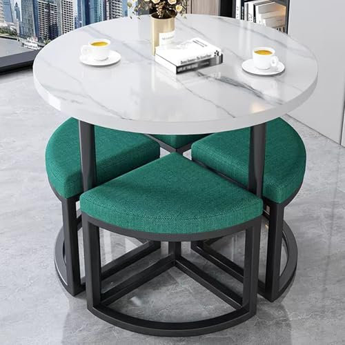 Modernes Büro-Empfangstisch und Stuhl-Set für 10,2 cm große Besprechungstische, 5-teiliges Set für Lounge, Wohnzimmer, Club, dunkelgrün
