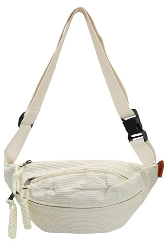 XSDSLS Bauchtasche Cord Umhängetasche Damen Hüfttasche Cord Crossbody Bag Gürteltasche für Outdoor Sport Reise Laufen Schule (Weiß)