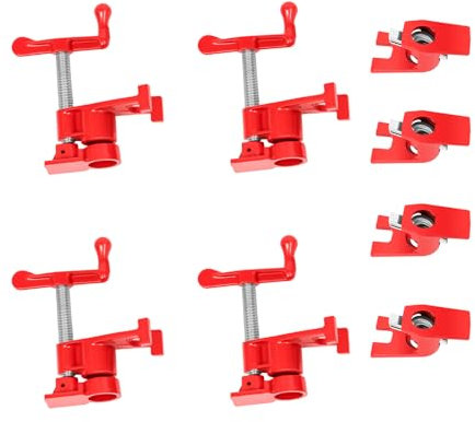 OUBUBY 4 morsetti a vite per tubi, 3/4 pollici, morsetto per la lavorazione del legno, morsetto a vite, morsetto rapido in metallo, set con dischi di frizione per la lavorazione del legno, fai da te,