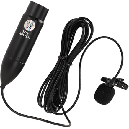 ZJchao Microphone à Revers, Alimentation Fantôme 48 V, Réduction du Bruit Omnidirectionnel, XLR Mono à 3 Broches, Micro Cravate, Microphone Cravate Filaire avec Microphone Cravate pour