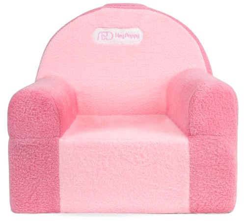 Heypappy Toddler Chair, Comfy Foam Kids Couch with Soft Velvet Cover, Toddler Couch for Gaming and Studying, Kids Sofa that Fits Nicely with Any Modern Decor, Pink