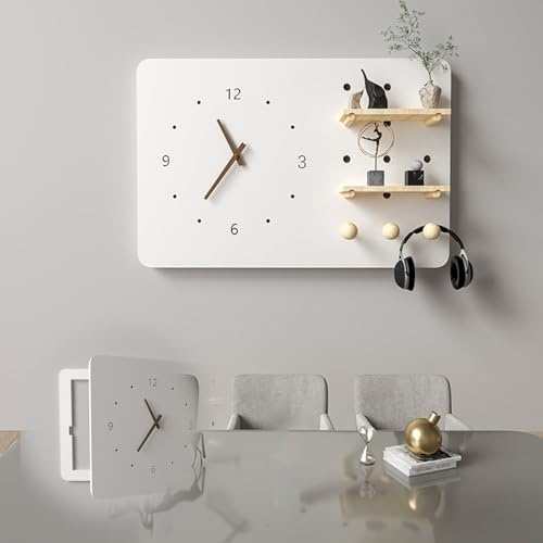 Tapa Cuadro Electrico Caja de Distribución con Reloj Silencioso, Tapa de Caja de Interruptores Abatible Hacia la Izquierda y la Derecha, Cubierta para Sala de Estar/ Dormitorio Que Oculta El Panel Elé