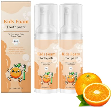 Dentifricio in schiuma per bambini, sbiancamento dei denti in pasta pulita orale, dentifricio in schiuma per bambini, forma naturale senza fluoro, per spazzolino elettrico (2)